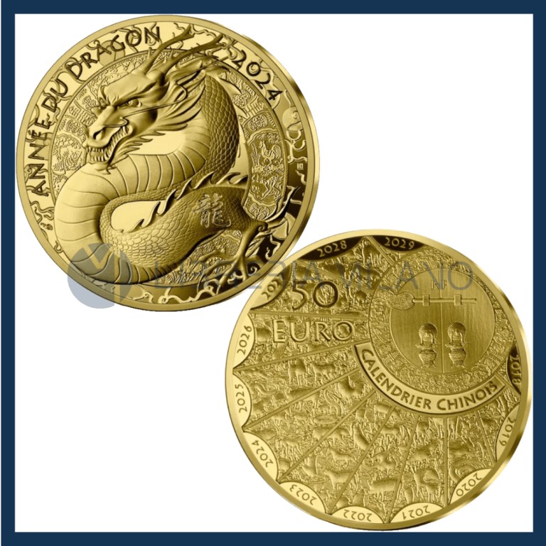 50 Euro Oro Proof (1/4 oz) - Calendario Cinese - Francia - 2024