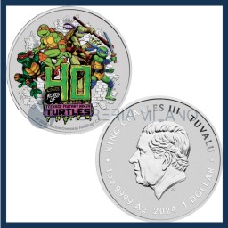 1 Silver Dollar BU Colored (1 oz) - Ninja Turtles - Tuvalu - 2024