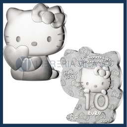 10 Euro Silver Beautiful Proof - Hello Kitty 50th Anniversary Shaped - France - 2024